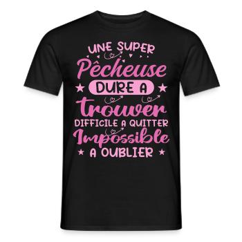 Une Super Pêcheuse - Cadeau pecheuse - T-shirt homme - noir - Devant - AI Model Male 178 light (178cm)