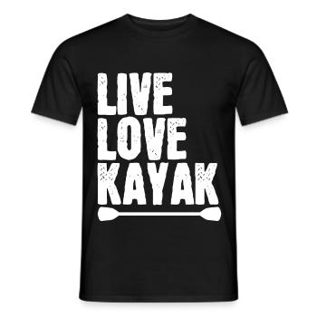 Live Love Kayak - Men's T-Shirt - black - Front - AI Model Male 178 light (178cm)