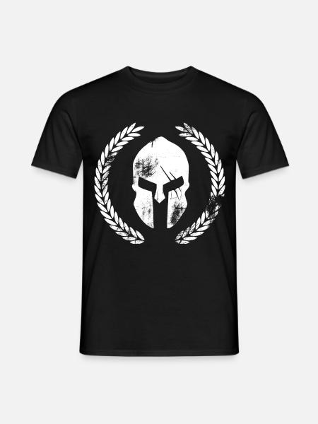 Sparta mit lorbeerkranz - Männer T-Shirt - Schwarz