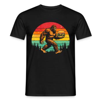 Bigfoot Cheeseburger Hamburger Retro Sun - T-shirt homme - noir - Devant - AI Model Male 178 light (178cm)