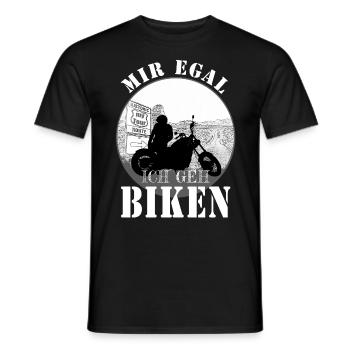 Je m’en fiche je vais faire du vélo - homme avec une moto - T-shirt homme - noir - Devant - AI Model Male 178 light (178cm)