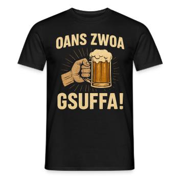 Oans zwoa gsuffa Männer T-Shirt Bier Fest lustig - Männer T-Shirt - Schwarz - Vorne - AI Model Male 178 light (178cm)