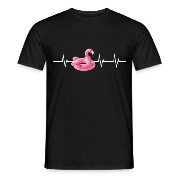 Heartbeat in Pink - Flamingo Edition - Männer T-Shirt - Schwarz - Vorne - AI Model Male 178 light (178cm)