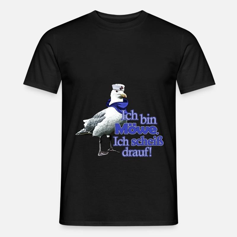 Lustige Möwe mit Spruch - Scheiß drauf! - Männer T-Shirt - Schwarz
