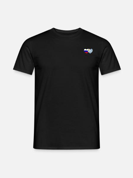 Russie Uruguay Flag Heart - T-shirt homme - noir