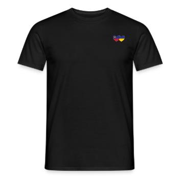 Liechtenstein Ukraine Flagge Herz - Männer T-Shirt - Schwarz - Vorne - AI Model Male 178 light (178cm)