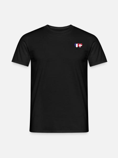 Drapeau France Danemark Coeur - T-shirt homme - noir