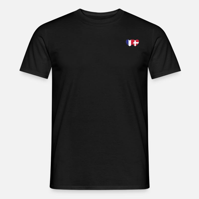 Frankrig Danmark Flag Hjerte - Mænd T-shirt - sort