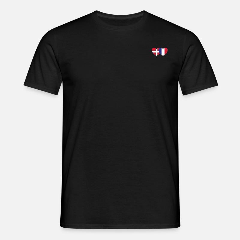 Danmark Frankrig Flag Heart - T-shirt til herrer - sort