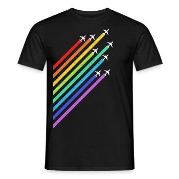 Rainbow LGBT Aviator Airplane Pilot - Men's T-Shirt - black - Front - AI Model Male 178 light (178cm)