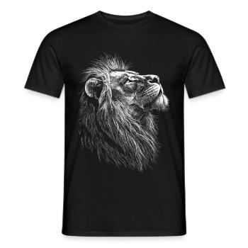 Illustration de portrait de tête de lion - T-shirt homme - noir - Devant - AI Model Male 178 light (178cm)
