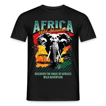 Afrique Éléphant Nature Aventure Safari en pleine nature - T-shirt homme - noir - Devant - AI Model Male 178 light (178cm)
