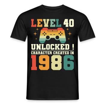 Humor Geek Level 40 Jahre alter Gamer Geburtstag 1986 - Männer T-Shirt - Schwarz - Vorne - AI Model Male 178 light (178cm)