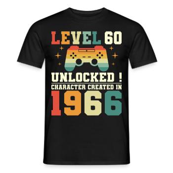 Humor Geek Level 60 Year Old Gamer Birthday 1966 - Men's T-Shirt - black - Front - AI Model Male 178 light (178cm)