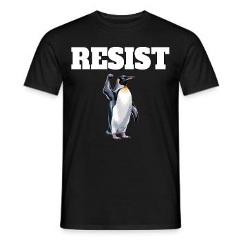 Penguin Protests Resistance Taxes - Men's T-Shirt - black - Front - AI Model Male 178 light (178cm)