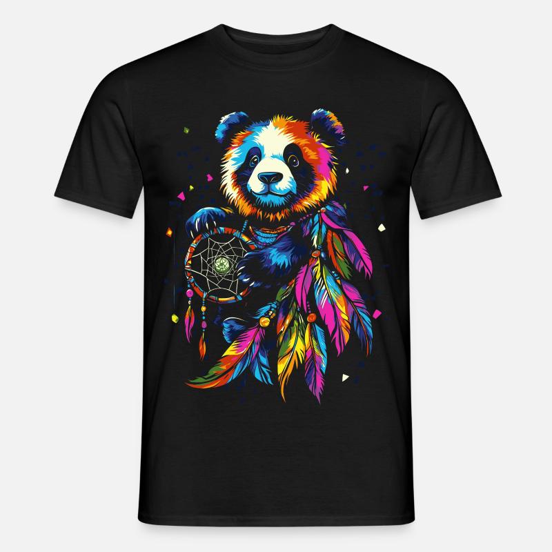 Panda mitTraumfänger - Männer T-Shirt - Schwarz