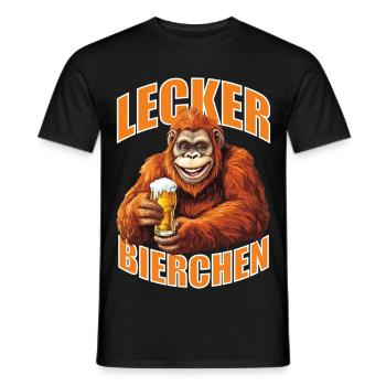Lecker Bierchen X Orang-Utan mit Bier lustiges - Männer T-Shirt - Schwarz - Vorne - AI Model Male 178 light (178cm)