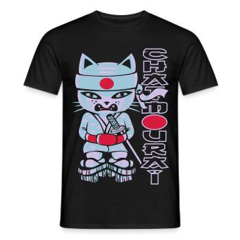 Chat mouraï flex - Männer T-Shirt - Schwarz - Vorne - AI Model Male 178 light (178cm)