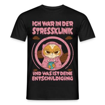 Coffee cat in the stress clinic - Men's T-Shirt - black - Front - AI Model Male 178 light (178cm)