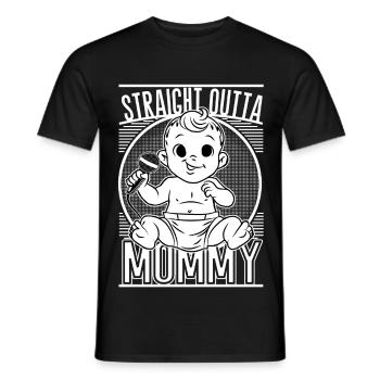 Straight Outta Mummy – Funny Baby Design - Men's T-Shirt - black - Front - AI Model Male 178 light (178cm)