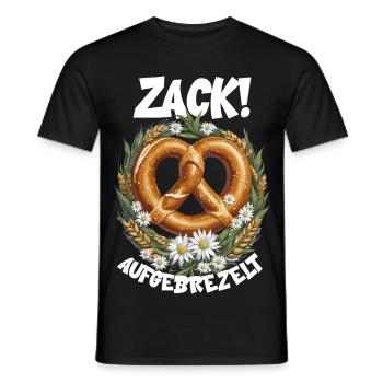 Bretzel Zack déguisé en dirndler pour le festival folklorique - T-shirt homme - noir - Devant - AI Model Male 178 light (178cm)
