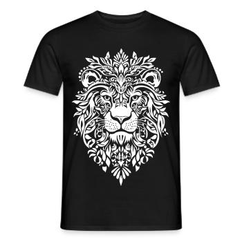 Abstract lion lion head in ornamentation - Men's T-Shirt - black - Front - AI Model Male 178 light (178cm)