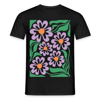 Lila Blumen Muster Boho Flora  - Männer T-Shirt - Schwarz - Vorne - AI Model Male 178 light (178cm)
