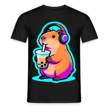 Mignon Capybara Bubble Tea Kawaii Animal Gift - T-shirt homme - noir - Devant - AI Model Male 178 light (178cm)