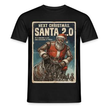 Santa 2.0 Cyborg - Men's T-Shirt - black - Front - AI Model Male 178 light (178cm)