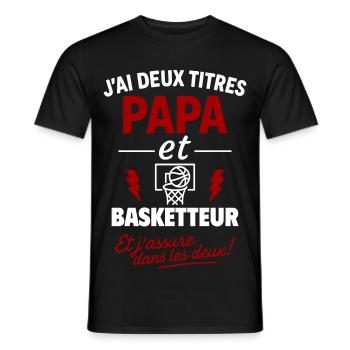 Papa Basketteur cadeau fête des pères Noël - T-shirt homme - noir - Devant - AI Model Male 178 light (178cm)