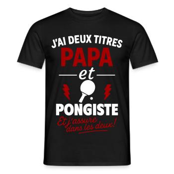 Papa Pongiste cadeau fête des pères Noël Ping Pong - T-shirt homme - noir - Devant - AI Model Male 178 light (178cm)