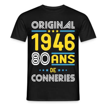 Original – 1946 – 80 Jahre - Männer T-Shirt - Schwarz - Vorne - AI Model Male 178 light (178cm)