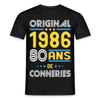 Original – 1986 – 40 ans de conneries - T-shirt homme - noir - Devant - AI Model Male 178 light (178cm)