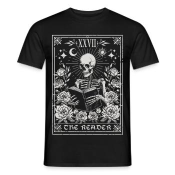 Le Tarot du Lecteur - Squelette gothique parmi les fleurs - T-shirt homme - noir - Devant - AI Model Male 178 light (178cm)