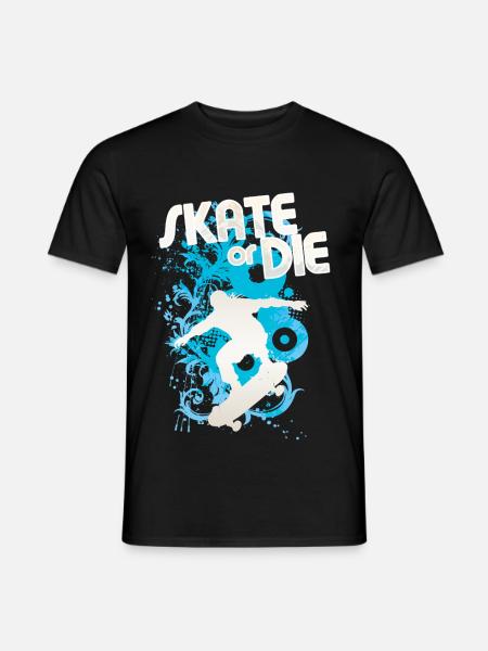 Skate or Die – Blue Splash Skate Silhouette - Men's T-Shirt - black
