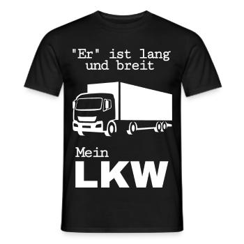 Er ist lang und breit, mein LKW - LKW Motiv - Männer T-Shirt - Schwarz - Vorne - AI Model Male 178 light (178cm)