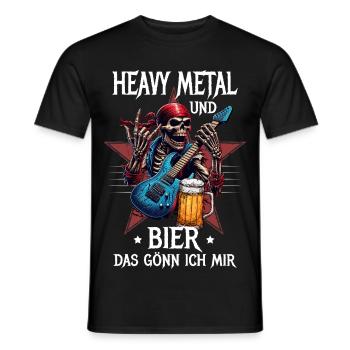 I treat myself to heavy metal and beer - Men's T-Shirt - black - Front - AI Model Male 178 light (178cm)