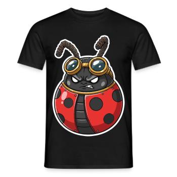 Steampunk Ladybug Red and Chrome Armor - Men's T-Shirt - black - Front - AI Model Male 178 light (178cm)