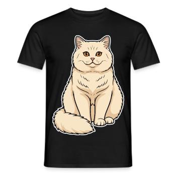 British Shorthair Cat Cream Portrait Round Soft - Men's T-Shirt - black - Front - AI Model Male 178 light (178cm)