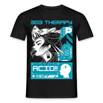 Acid Therapy - Techno Tekno House Rave Outfit - T-shirt homme - noir - Devant - AI Model Male 178 light (178cm)