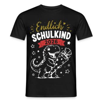 Endlich Schulkind 2026 Dino - Männer T-Shirt - Schwarz - Vorne - AI Model Male 178 light (178cm)