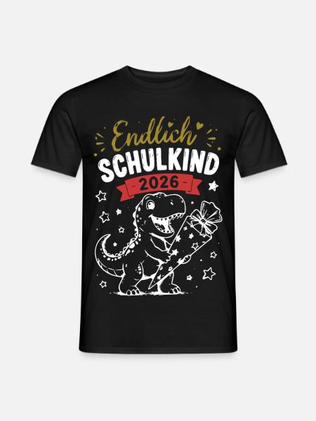 Endlich Schulkind 2026 Dino - Männer T-Shirt - Schwarz
