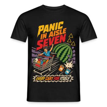 Panique dans l’humour du panique dans le chariot de courses Gear Seven - T-shirt homme - noir - Devant - AI Model Male 178 light (178cm)