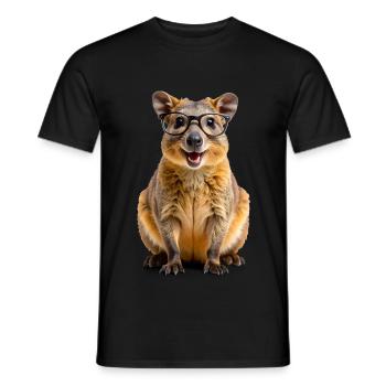 Quokka Cutie with Glasses – Clever to fall in love with! - Men's T-Shirt - black - Front - AI Model Male 178 light (178cm)
