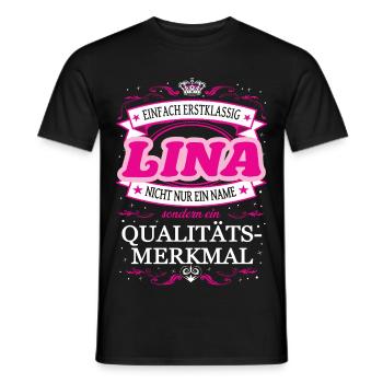 Qualitätsmerkmal Lina einfach Erstklassig - Männer T-Shirt - Schwarz - Vorne - AI Model Male 178 light (178cm)