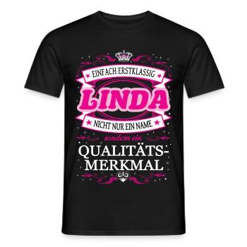 Qualitätsmerkmal Linda einfach Erstklassig - Männer T-Shirt - Schwarz - Vorne - AI Model Male 178 light (178cm)