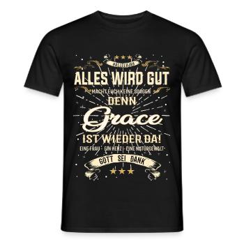 Everything Will Be Alright 'Cause Grace Is Here Outfit - Men's T-Shirt - black - Front - AI Model Male 178 light (178cm)