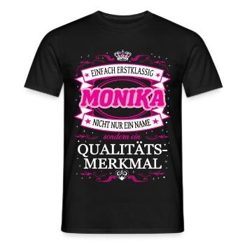 Caractéristique de qualité Monika tout simplement de première classe - T-shirt homme - noir - Devant - AI Model Male 178 light (178cm)