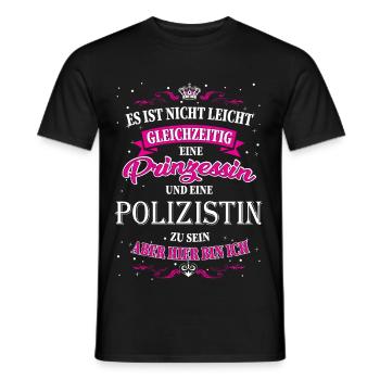 Policière et princesse - T-shirt homme - noir - Devant - AI Model Male 178 light (178cm)