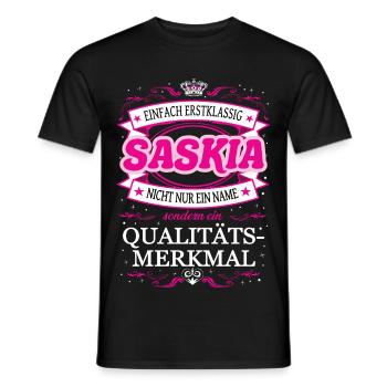 Qualitätsmerkmal Saskia einfach Erstklassig - Männer T-Shirt - Schwarz - Vorne - AI Model Male 178 light (178cm)